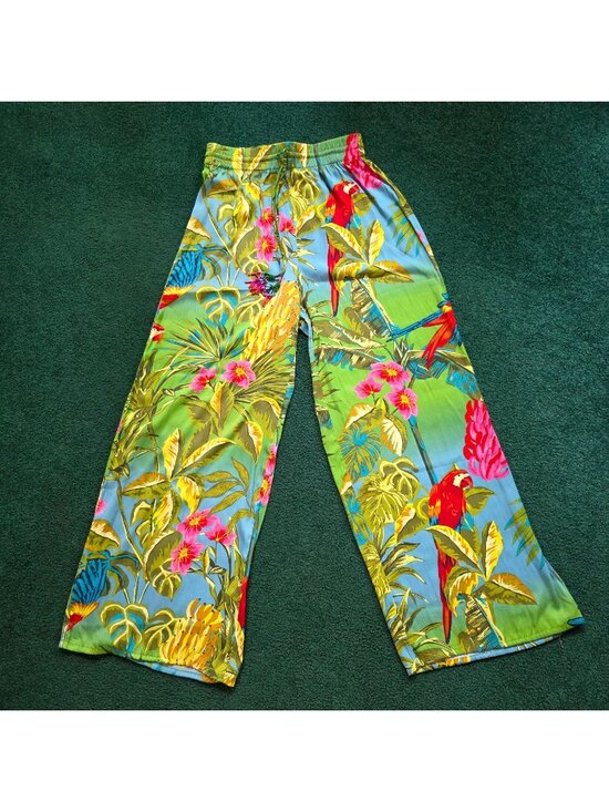RACHEL Rachel Roy Pants - Rachel Roy Womens Wide-Leg Pants Size XS Tropical Print W/ Beaded Tie Detail NWT
